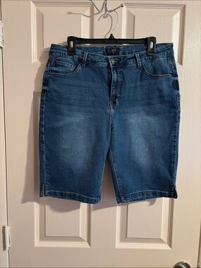 Curve by Cato Dark Blue Denim Bermuda Shorts - Comfortable Mid-Length Fit